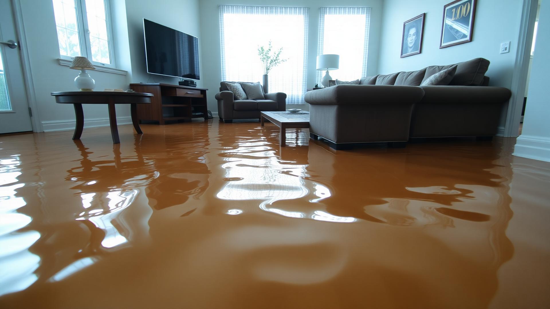Flooded living room